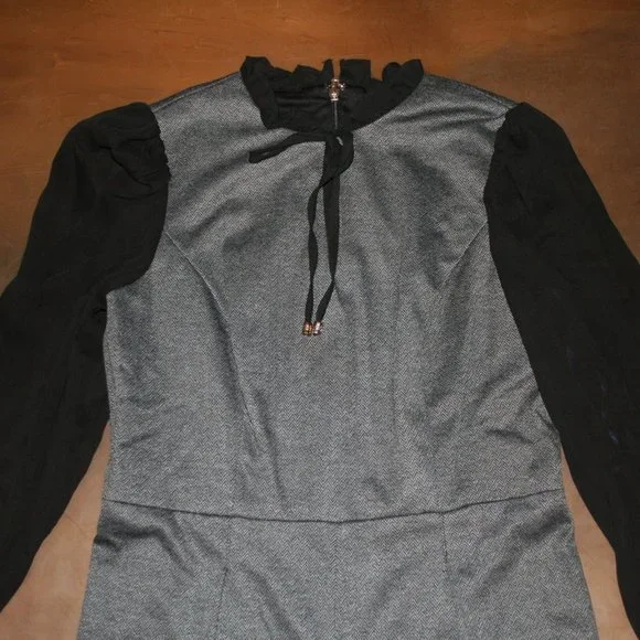 TOMMY HILFIGER Twofer Jumpsuit Sz 4 Herringbone Gray/Black NEW Straight Fit NWT - Picture 4 of 6